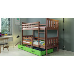 Poschodová posteľ Carino so zásuvkou 190x80 hnedo zelená